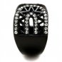TK2166 - IP Black(Ion Plating) Stainless Steel Ring with Top Grade Crystal in Black Diamond