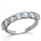 TK2182 - High polished (no plating) Stainless Steel Ring with AAA Grade CZ in Clear