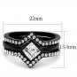 TK2185 - IP Black(Ion Plating) Stainless Steel Ring with Top Grade Crystal in Clear