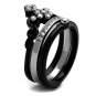 TK2186 - IP Black(Ion Plating) Stainless Steel Ring with AAA Grade CZ in Amethyst