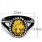 TK2193 - IP Black(Ion Plating) Stainless Steel Ring with AAA Grade CZ in Topaz