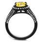 TK2193 - IP Black(Ion Plating) Stainless Steel Ring with AAA Grade CZ in Topaz