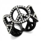TK2194 - IP Black(Ion Plating) Stainless Steel Ring with Top Grade Crystal in Clear