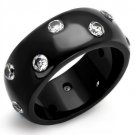 TK2196 - IP Black(Ion Plating) Stainless Steel Ring with AAA Grade CZ in Clear