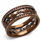 TK2204LC - IP Coffee light Stainless Steel Ring with Top Grade Crystal in Light Rose