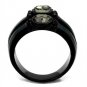 TK2214 - IP Black(Ion Plating) Stainless Steel Ring with Top Grade Crystal in Black Diamond