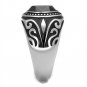 TK2231 - High polished (no plating) Stainless Steel Ring with Top Grade Crystal in Jet