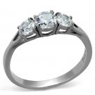 TK2260 - High polished (no plating) Stainless Steel Ring with AAA Grade CZ in Clear