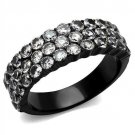 TK2277 - IP Black(Ion Plating) Stainless Steel Ring with AAA Grade CZ in Clear