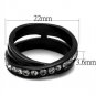TK2281 - IP Black(Ion Plating) Stainless Steel Ring with Top Grade Crystal in Black Diamond