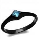 TK2284 - IP Black(Ion Plating) Stainless Steel Ring with Top Grade Crystal in Sea Blue