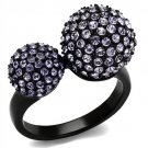 TK2285 - IP Black(Ion Plating) Stainless Steel Ring with Top Grade Crystal in Multi Color