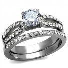 TK2292 - High polished (no plating) Stainless Steel Ring with AAA Grade CZ in Clear