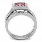 TK2293 - High polished (no plating) Stainless Steel Ring with AAA Grade CZ in Ruby