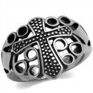TK2320 - High polished (no plating) Stainless Steel Ring with Epoxy in Jet