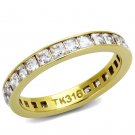 TK2344G - IP Gold(Ion Plating) Stainless Steel Ring with AAA Grade CZ in Clear
