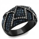 TK2353 - IP Black(Ion Plating) Stainless Steel Ring with Top Grade Crystal in Montana