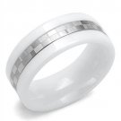 TK2403 - High polished (no plating) Stainless Steel Ring with Ceramic in White