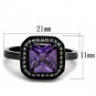 TK2487 - IP Black(Ion Plating) Stainless Steel Ring with AAA Grade CZ in Amethyst