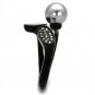 TK2493 - IP Black(Ion Plating) Stainless Steel Ring with Synthetic Pearl in Gray