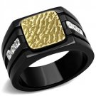 TK2519 - Two-Tone IP Gold (Ion Plating) Stainless Steel Ring with AAA Grade CZ in Clear