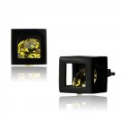 TK2540 - IP Black(Ion Plating) Stainless Steel Earrings with AAA Grade CZ in Topaz Default Title