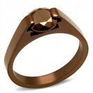 TK2594 - IP Coffee light Stainless Steel Ring with AAA Grade CZ in Light Coffee