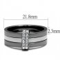 TK2599 - Two Tone IP Light Black (IP Gun) Stainless Steel Ring with Top Grade Crystal in Clear