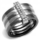 TK2602 - Two Tone IP Light Black (IP Gun) Stainless Steel Ring with Top Grade Crystal in Clear