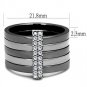 TK2602 - Two Tone IP Light Black (IP Gun) Stainless Steel Ring with Top Grade Crystal in Clear