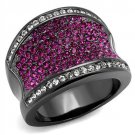 TK2606 - IP Light Black (IP Gun) Stainless Steel Ring with Top Grade Crystal in Amethyst