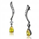 TK2631 - IP Light Black (IP Gun) Stainless Steel Earrings with AAA Grade CZ in Topaz Default Title