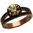 TK2654 - IP Coffee light Stainless Steel Ring with Top Grade Crystal in Light Smoked