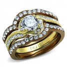 TK2669 - IP Gold & IP Light Brown (IP Light coffee) Stainless Steel Ring with AAA Grade CZ in Clear