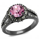 TK2680 - IP Light Black (IP Gun) Stainless Steel Ring with Top Grade Crystal in Light Rose