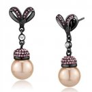 TK2710 - IP Light Black (IP Gun) Stainless Steel Earrings with Synthetic Pearl in Rose Default Title