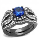 TK2740 - IP Light Black (IP Gun) Stainless Steel Ring with Synthetic Spinel in London Blue