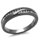 TK2751 - IP Light Black (IP Gun) Stainless Steel Ring with Top Grade Crystal in Clear
