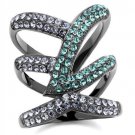 TK2766 - IP Light Black (IP Gun) Stainless Steel Ring with Top Grade Crystal in Multi Color