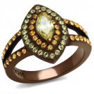 TK2838 - IP Coffee light Stainless Steel Ring with AAA Grade CZ in Citrine Yellow