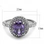 TK3032 - High polished (no plating) Stainless Steel Ring with AAA Grade CZ in Amethyst