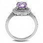 TK3032 - High polished (no plating) Stainless Steel Ring with AAA Grade CZ in Amethyst