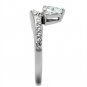 TK3207 - High polished (no plating) Stainless Steel Ring with AAA Grade CZ in Clear