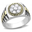 TK3240 - Two-Tone IP Gold (Ion Plating) Stainless Steel Ring with AAA Grade CZ in Clear