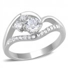 TK3243 - High polished (no plating) Stainless Steel Ring with AAA Grade CZ in Clear