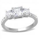 TK3246 - High polished (no plating) Stainless Steel Ring with AAA Grade CZ in Clear