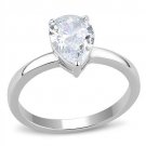 TK3251 - High polished (no plating) Stainless Steel Ring with AAA Grade CZ in Clear