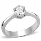 TK3252 - High polished (no plating) Stainless Steel Ring with AAA Grade CZ in Clear