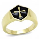 TK3268 - IP Gold(Ion Plating) Stainless Steel Ring with Epoxy in Jet