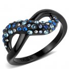 TK3446 - IP Black(Ion Plating) Stainless Steel Ring with Top Grade Crystal in Multi Color